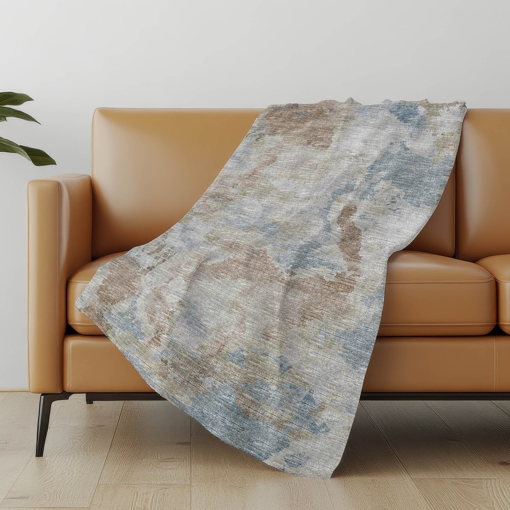 Premium Machine Washable ASB67 Modern Watercolor Sherpa Throw Blanket