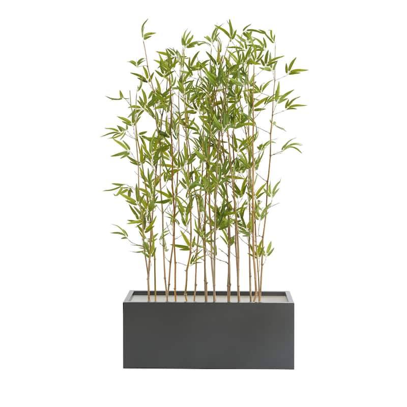 Metallic Heavy Planter for Outdoor Plants Tall and Long Metal Divider Planter Box - 15'' H X 38'' W X 15'' D - Grey