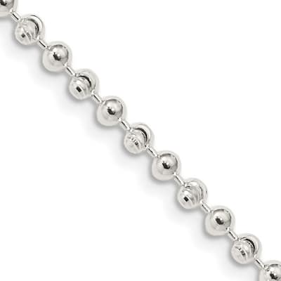 Curata 925 Sterling Silver Polished Fancy Lobster Closure 3mm Bead Chain Necklace