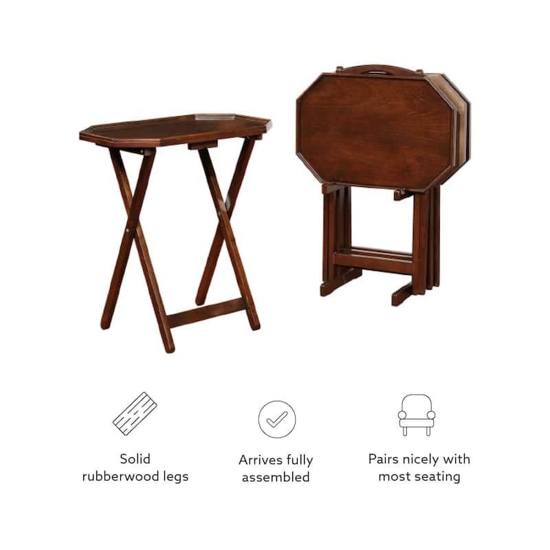 James Espresso 5-Piece Tray Table Set