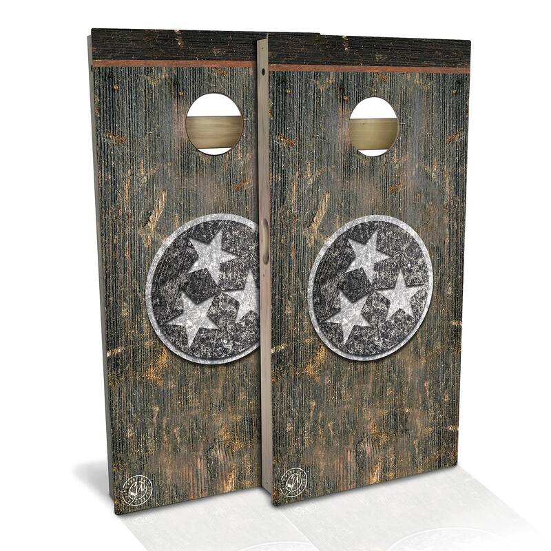 Tennessee Flag Rustic Outdoor Cornhole Board Set - Backyard 2x4 - NO Accessories
