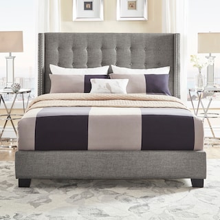 Melina Tufted Linen Wingback Platform Bed by iNSPIRE Q Bold