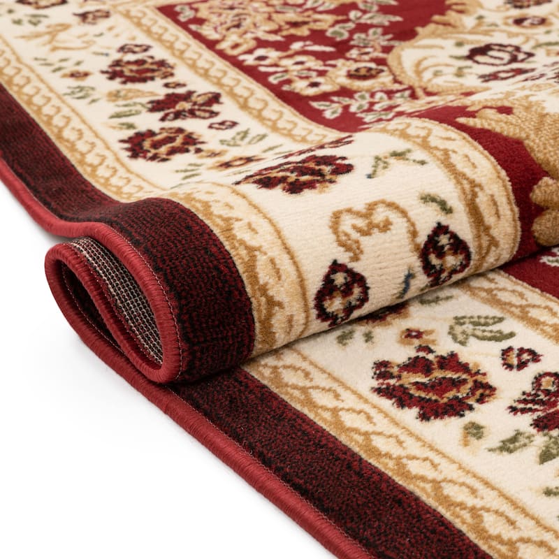 Well Woven Red Royal Medallion Floral Red Runner Rug - 2' x 7'