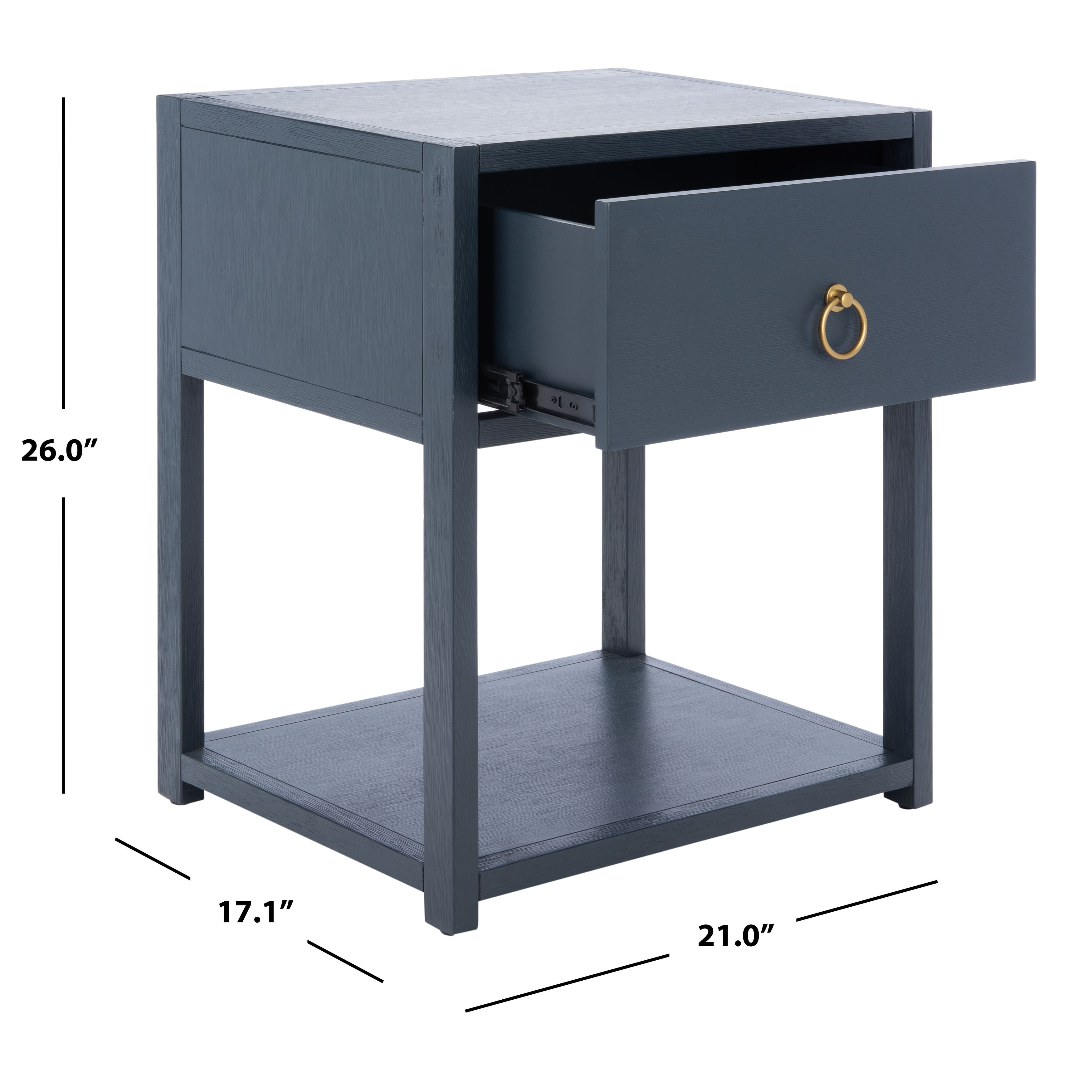 Tall Nightstand, Bedside Table with 1 Drawers and Storage Shelf, Indus