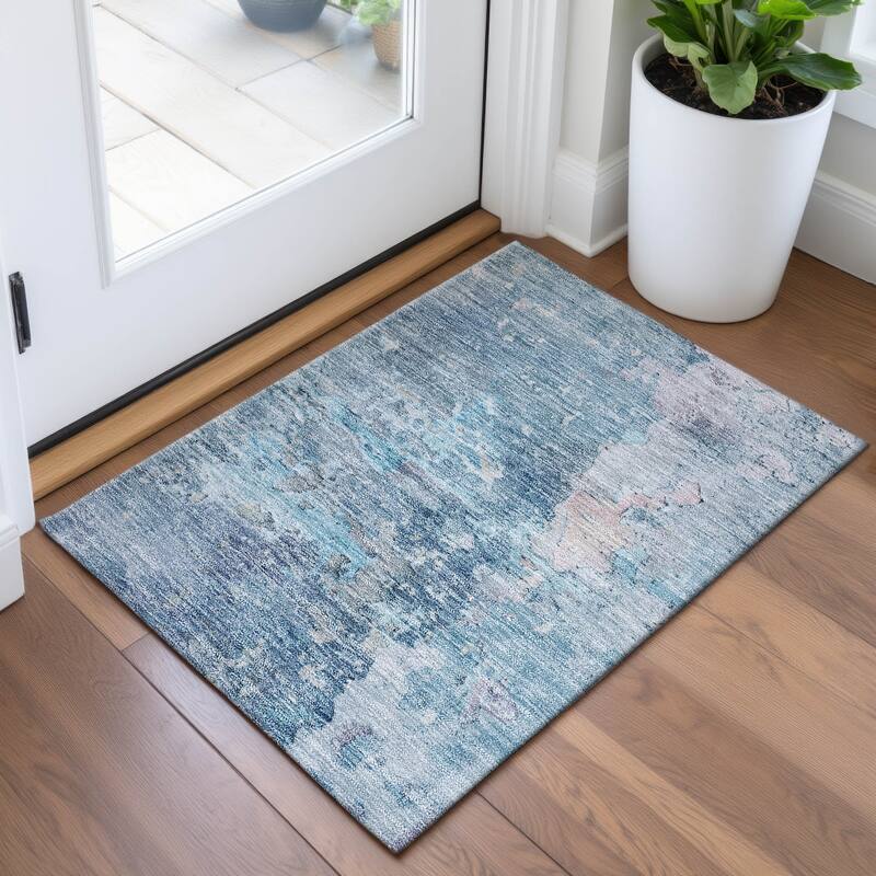 Premium Washable Super Soft Abstract Watercolor Mayfield Rug - Blue - 1'8" x 2'6"