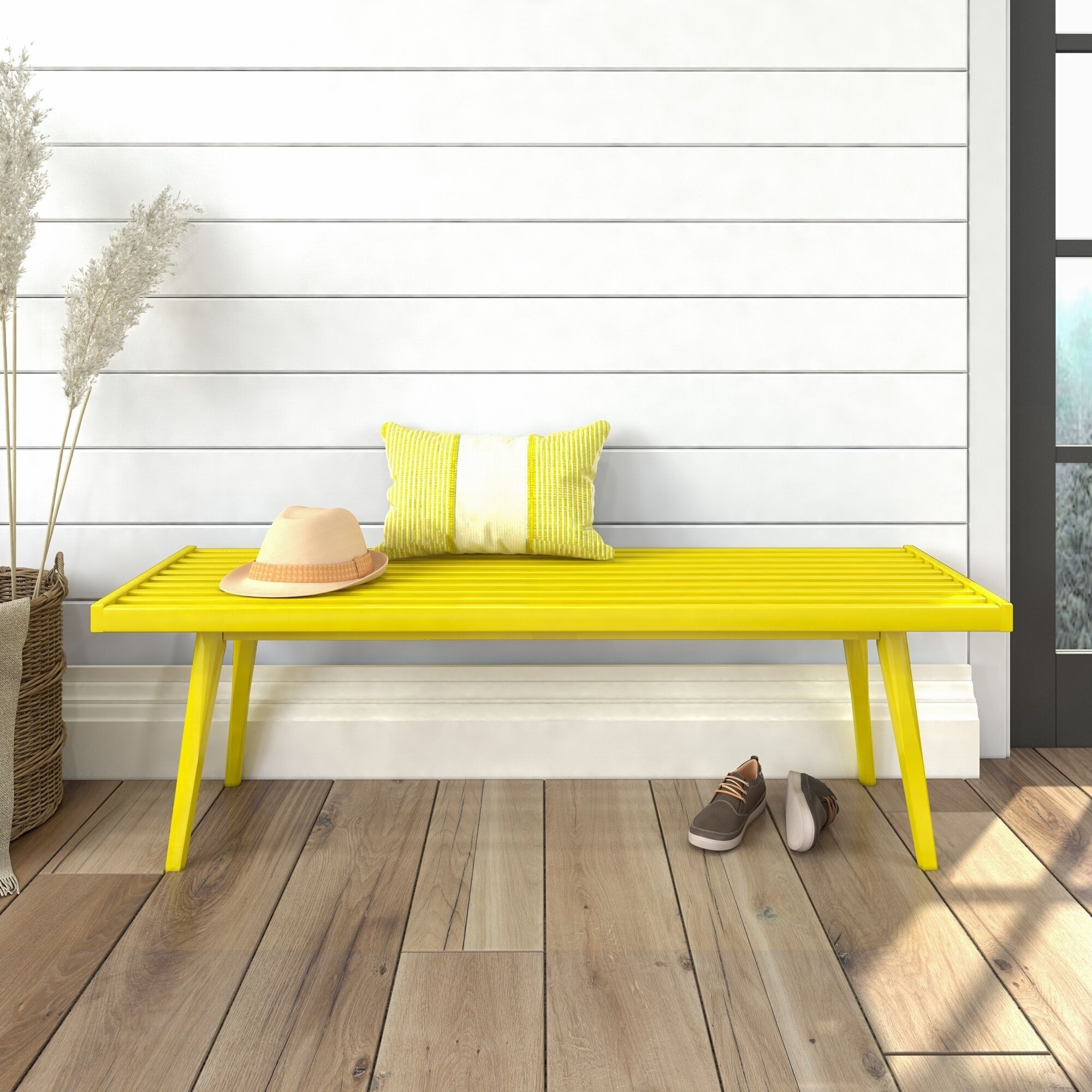 Yellow cheap entryway bench