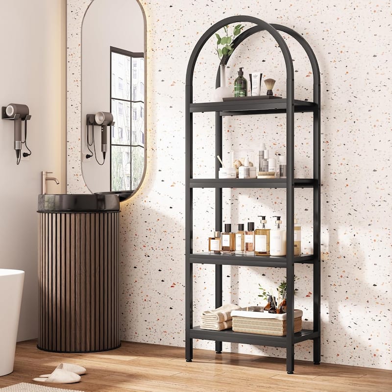 4-Tier Industrial Bookshelf, 70.8" Etagere Bookcase Free Standing Ladder Shelf for Living Room, Home Office