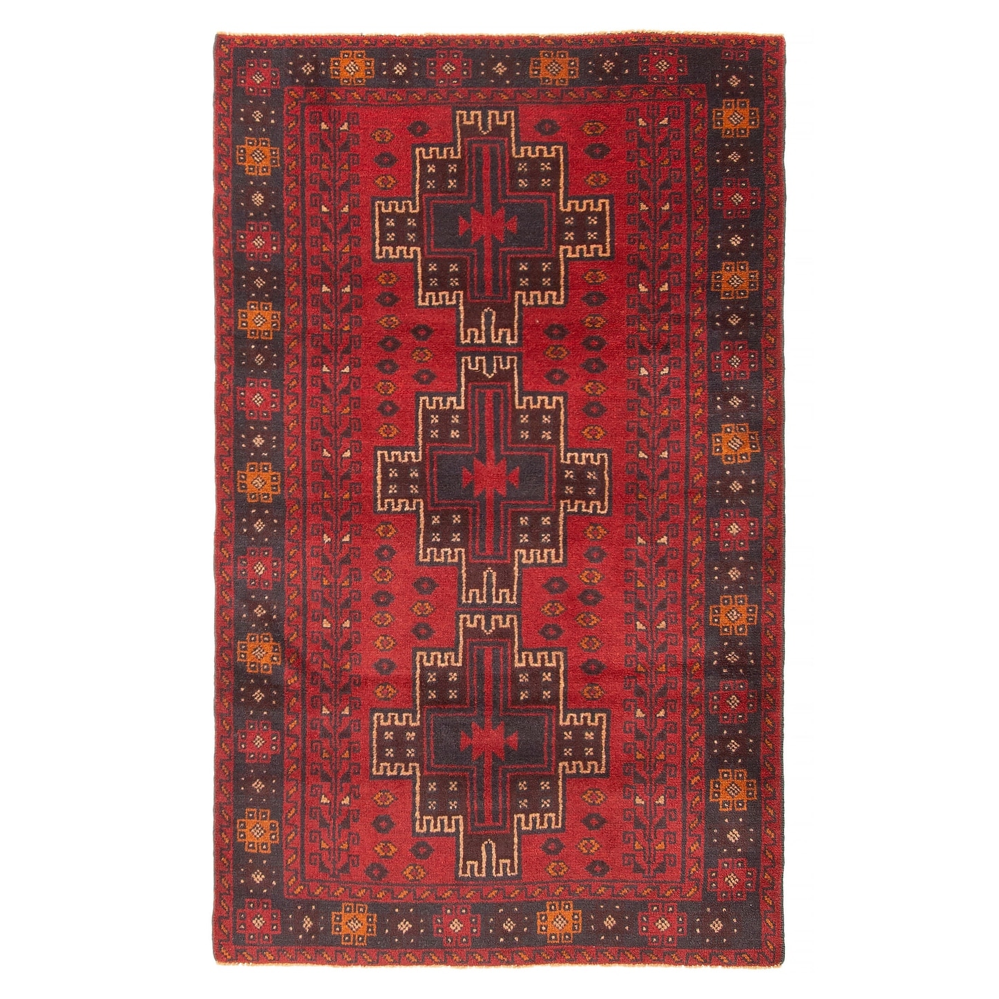 ECARPETGALLERY Hand-knotted Baluch Red Wool Rug - 3'9 x 6'1
