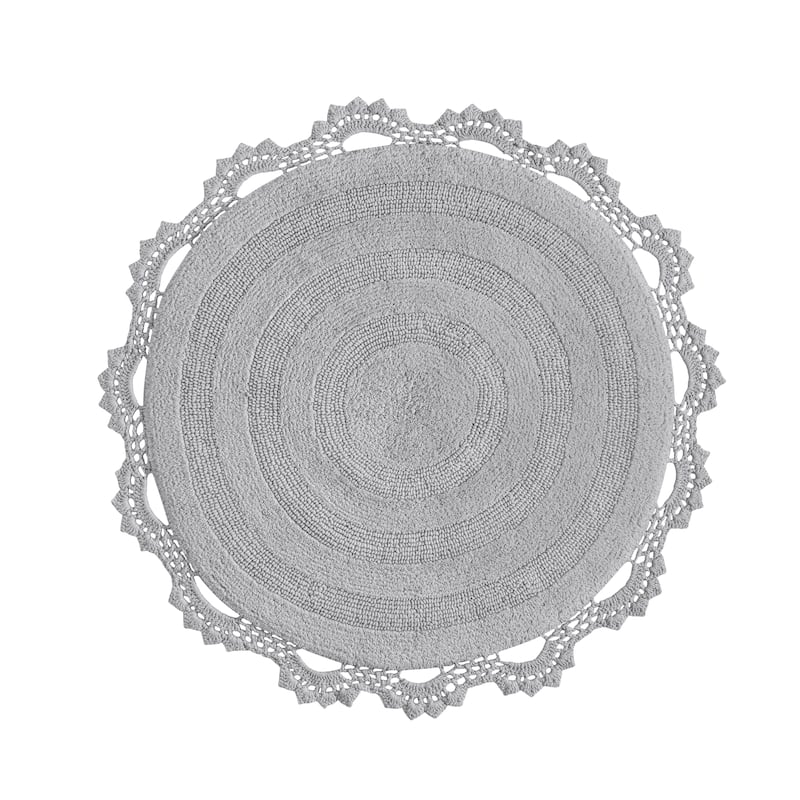 MH London Winchester Cotton Round Bathroom Rug - Soft Bath Mat