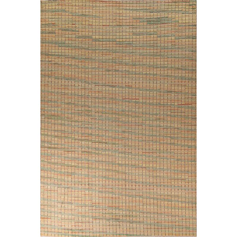 All-Over Checkered Moroccan Large Area Rug Hand-Knotted Wool Carpet - 9'10"x 14'4"