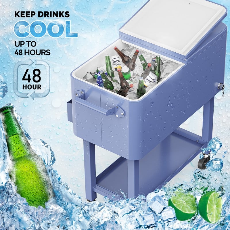Detachable Upgraded 80QT Patio Cooler Wheeled with Tray