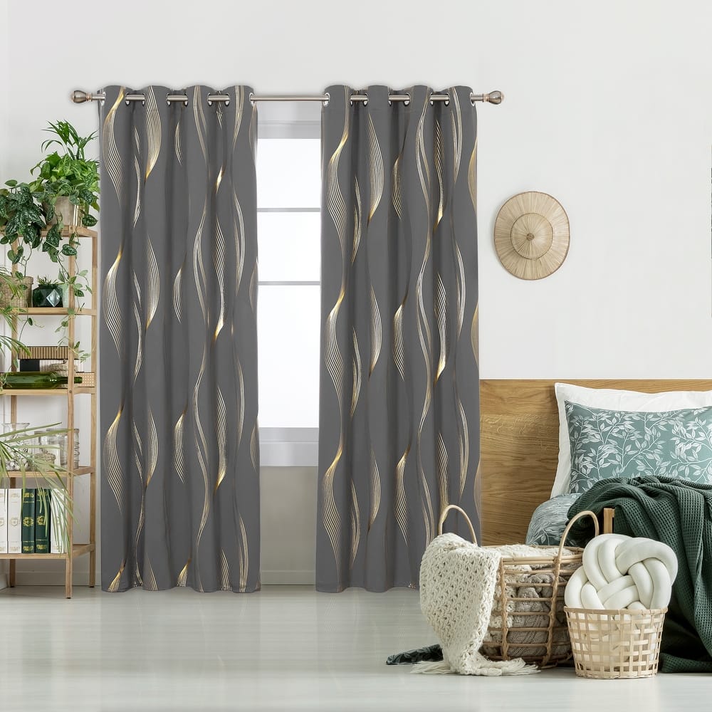 Deconovo Gold Wave 52 Width Curtain (2 Panel)