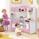 preview thumbnail 2 of 6, Corner Wooden Play Kitchen with Lights and Sound Features - 41" x 12" x 37"