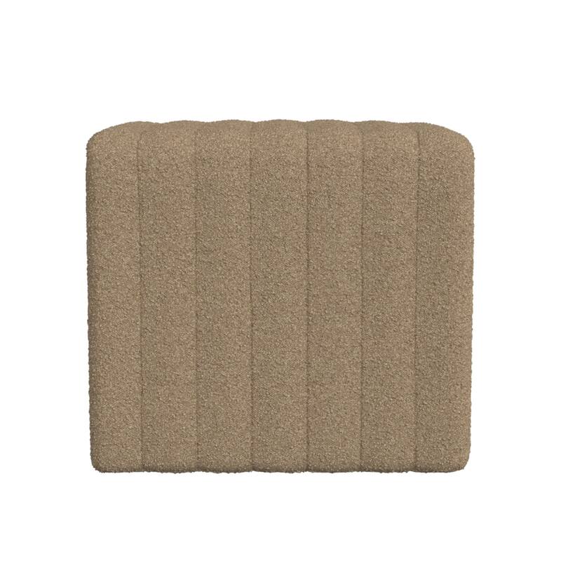 Ada Footstool Ottoman, Channel Tufted Taupe Brown Boucle, 19 Inch