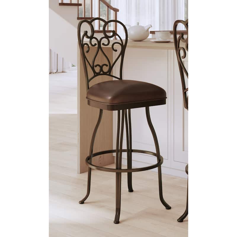 Tempo Furniture Valencia Swivel 26" Counterstool/30" Barstool Sun Bronze Finish & Dark Brown Polyurethane by Furnish Theory