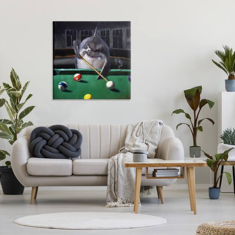 Stupell Pool Shark Funny Marine Animal Bar Canvas Wall Art - Green