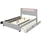 preview thumbnail 8 of 13, Teddy Fleece Upholstered Wingback Bed Frame wPull-out Trundle Bed, LED Light Bars and 2 Drawers, Modern Platform Bed for Bedroom