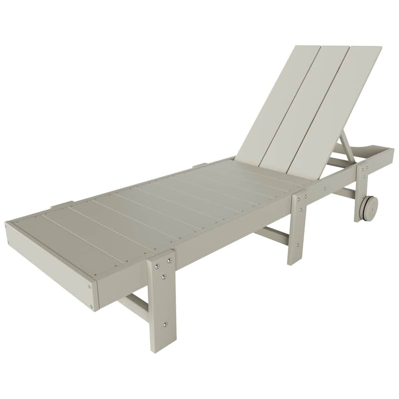Shoreside Modern Poly Eco-Friendly All Weather Reclining Chaise Lounge With Wheels