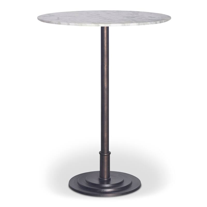 NADAAL STUDIOS Myric Bar Table, White Marble Top on Layered Cast Aluminum Base, White Marble - White Marble