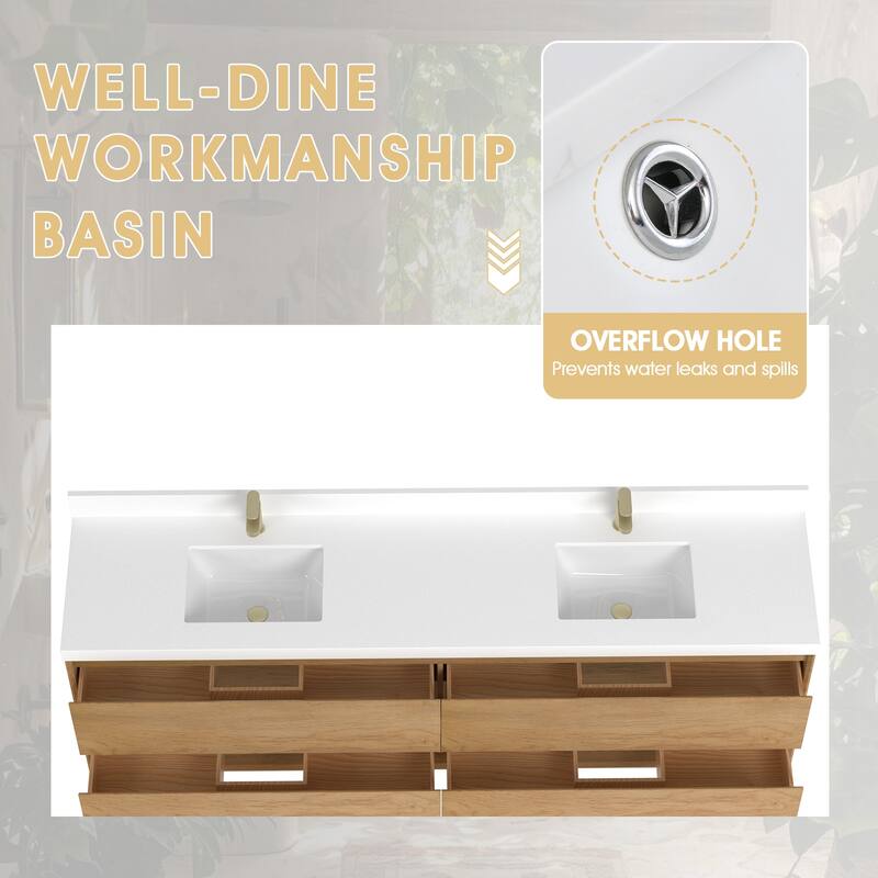 Sylphar 84 in. Toffee Oak Bath Vanity with Undermount Sink, 3 Top Options