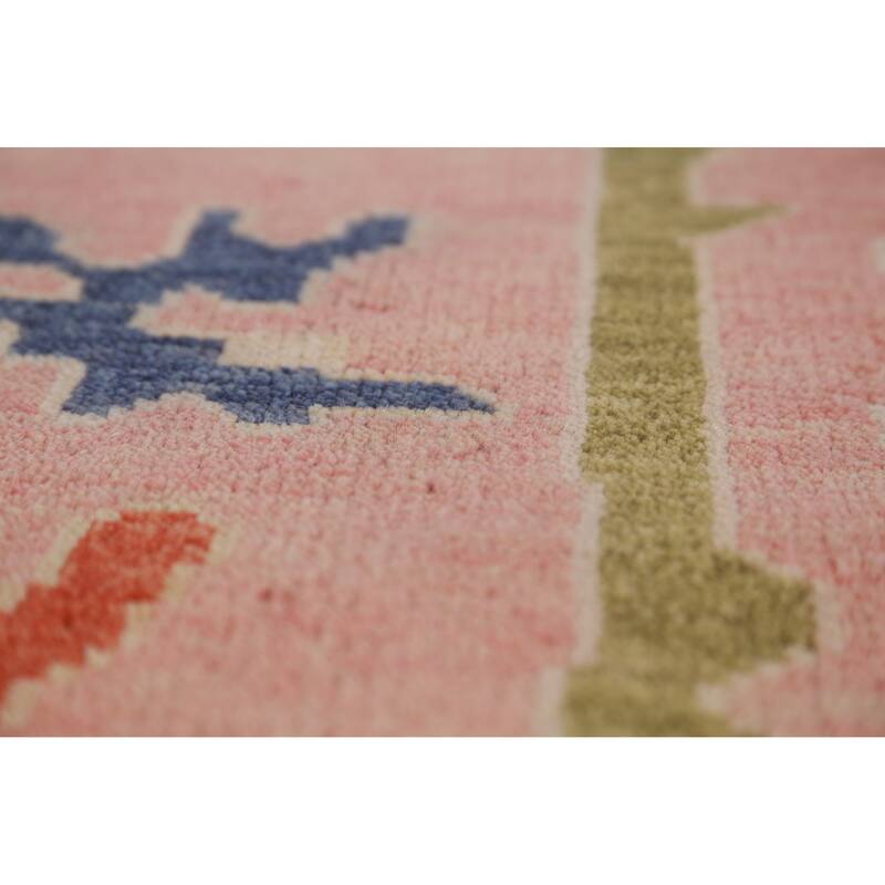 Pink Ivory Oushak Indian Large Rug Handmade Wool Carpet - 8'9" x 17'9"