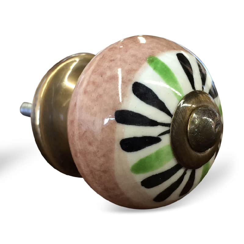 HomeRoots Set of Eight Brown And White Ceramic And Metal Drawer Pull Knobs - 1.5' X '1.5' X '1.5