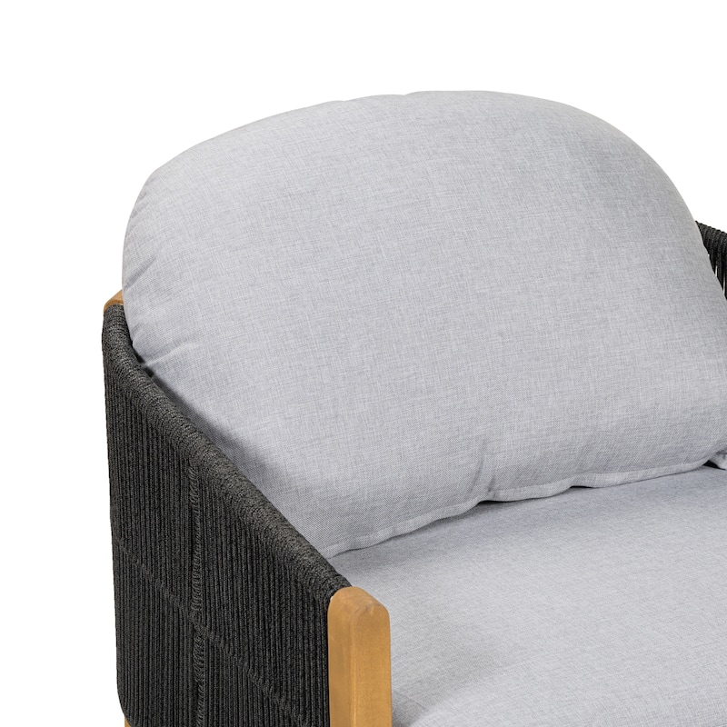 Christopher Knight Home - Ethan Outdoor Wood Club Chair with Rope and Cushion
