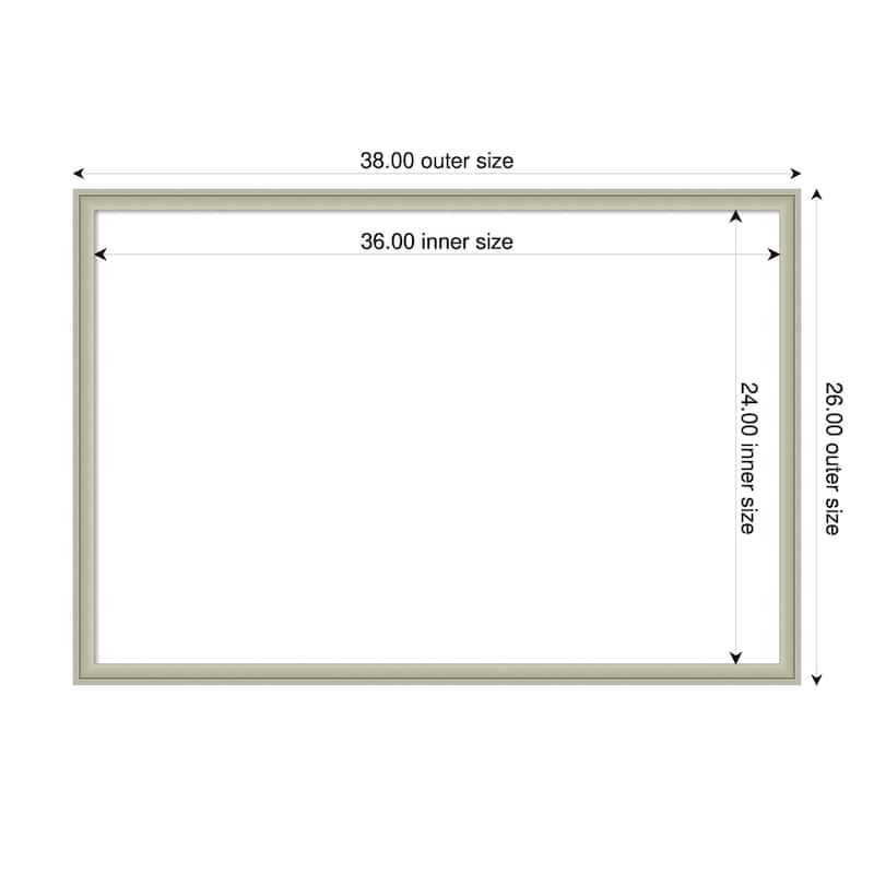 Amanti Art Florence Gold Framed Dry Erase Magnetic Board - 38 x 26 in - Florence Silver