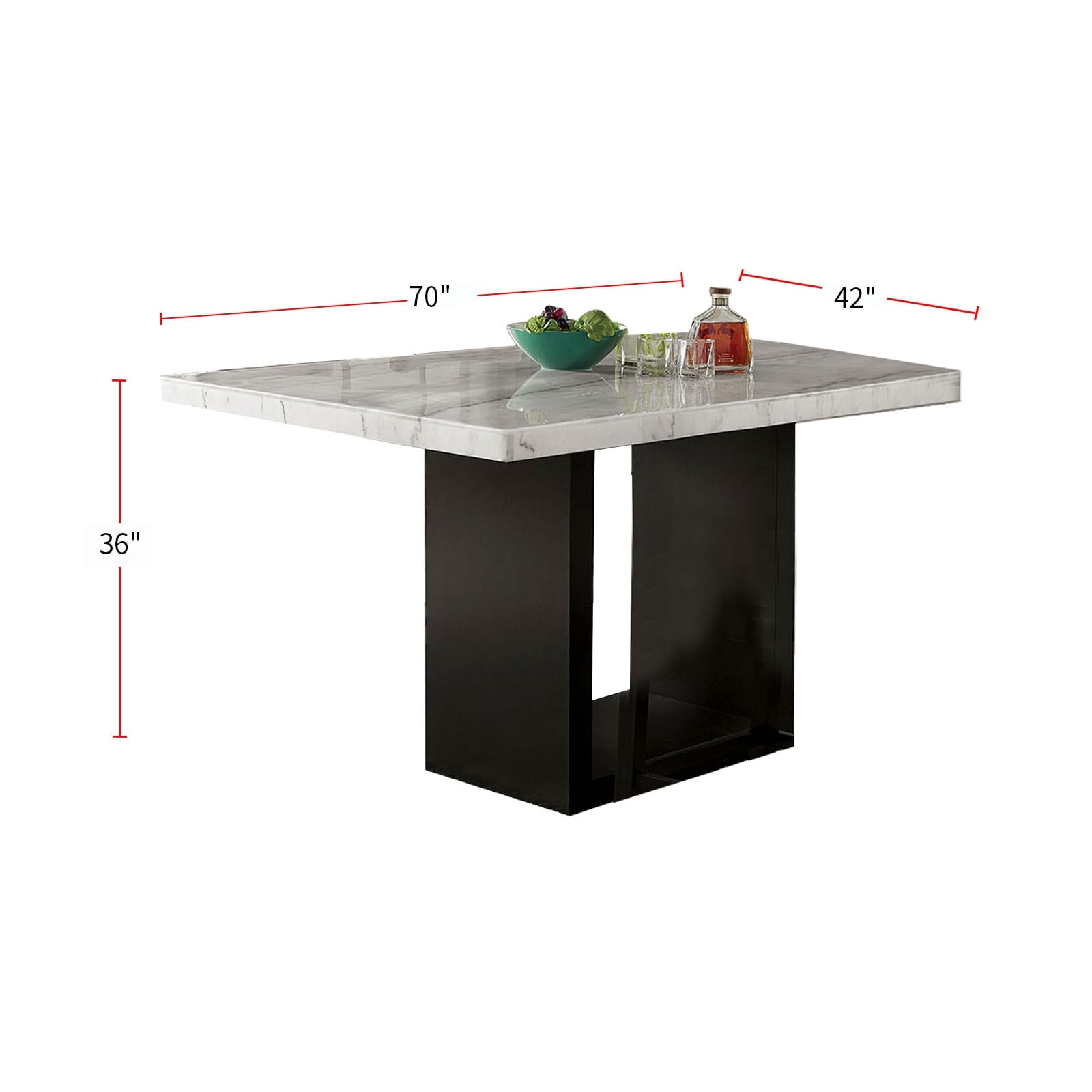 Genuine Marble Counter Height Dining Table in White - Overstock