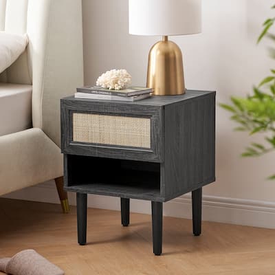 Mopio Haylee Night Stand, Side Table, End Table, Boho Farmhouse Modern Nightstand, Bedside Tables, Small Nightstand with Drawers