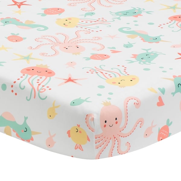 Bedtime Originals Ocean Mist Ocean Sea Animals Fitted Crib Sheet