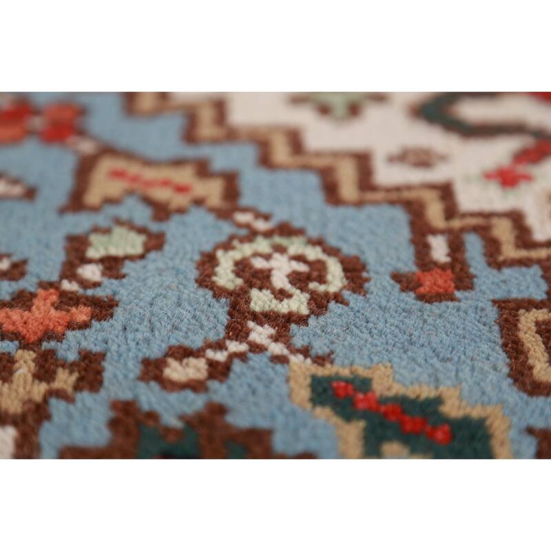 Light Blue Heriz Serapi Indian Foyer Rug Hand-Knotted Wool Carpet - 3'0"x 5'1"