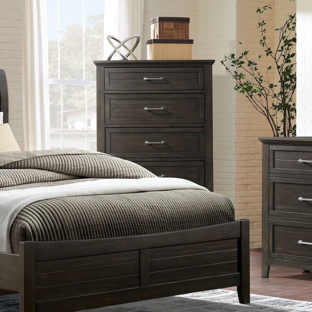 Inyx Transitional Walnut Solid Wood 5-Drawer Chest by Furniture of America