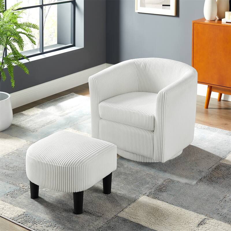 Swivel 360 Recliner Corduroy Accent Chair Single Sofa with Ottoman