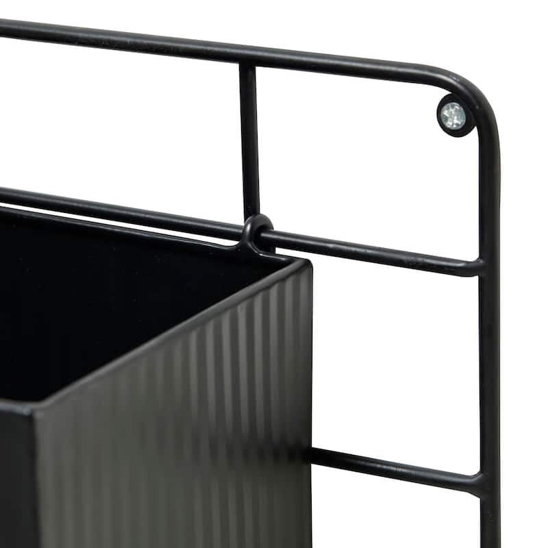 Glitzhome 20''L Black Metal Wall Planters with 3 Pots Hanging Plant Holder