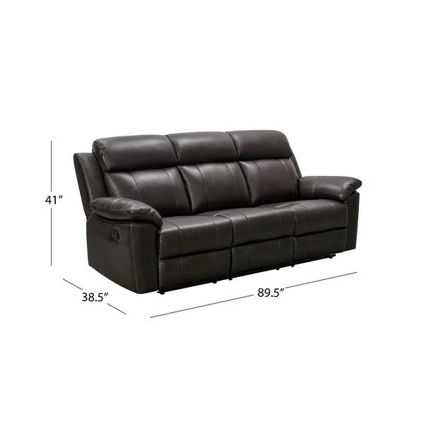 Abbyson Braylen 2 Piece Top Grain Leather Manual Reclining Sofa and