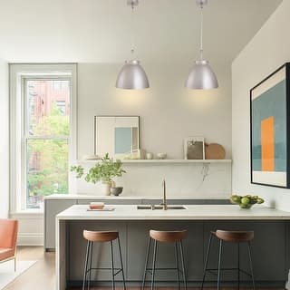 1-Light Modern Silver Metal Pendant Light - 14.17"D x 14.2"W x 15.8"H