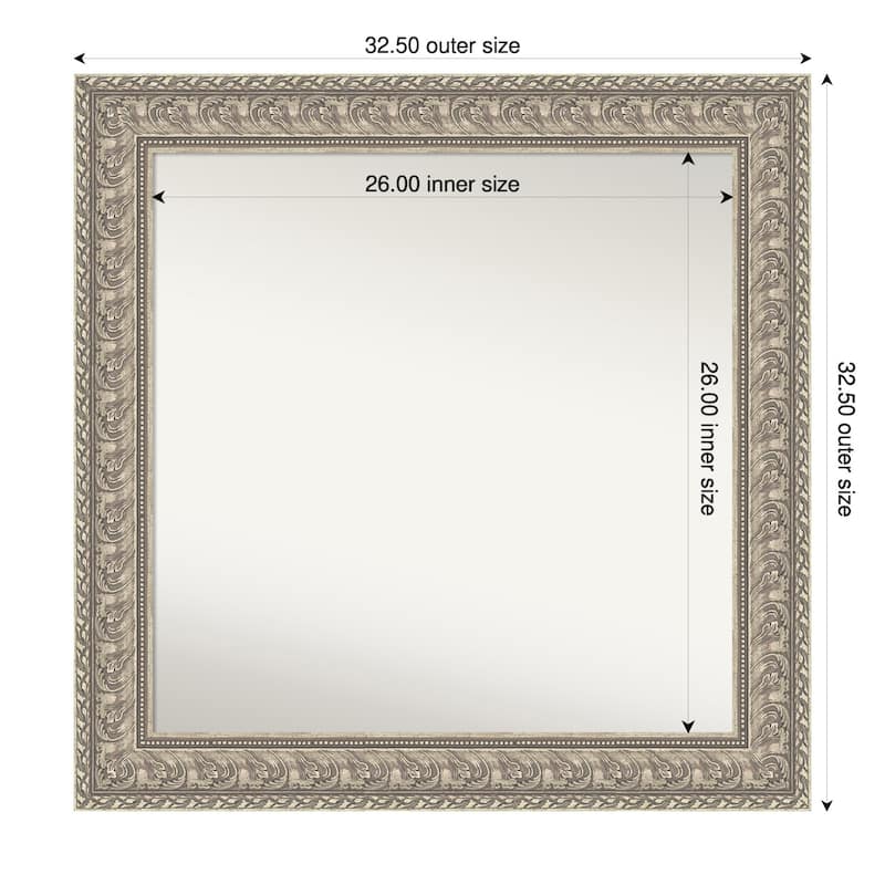 Sydney Silver Non-Beveled Framed Bathroom Vanity Wall Mirror - Sydney Silver - 33 x 33 in