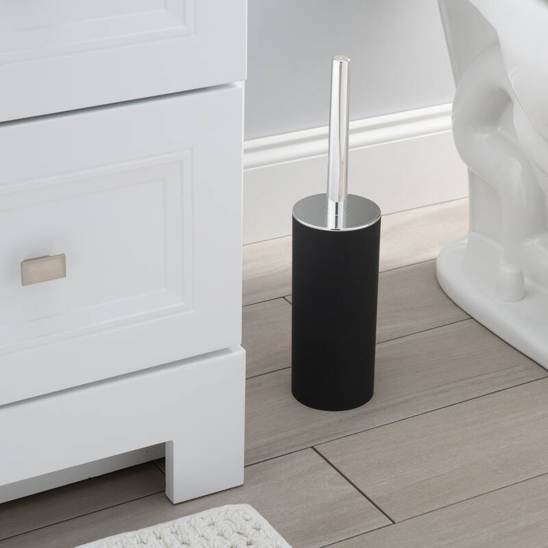Bath Bliss Soft Touch Toilet Brush Set in Matte Black