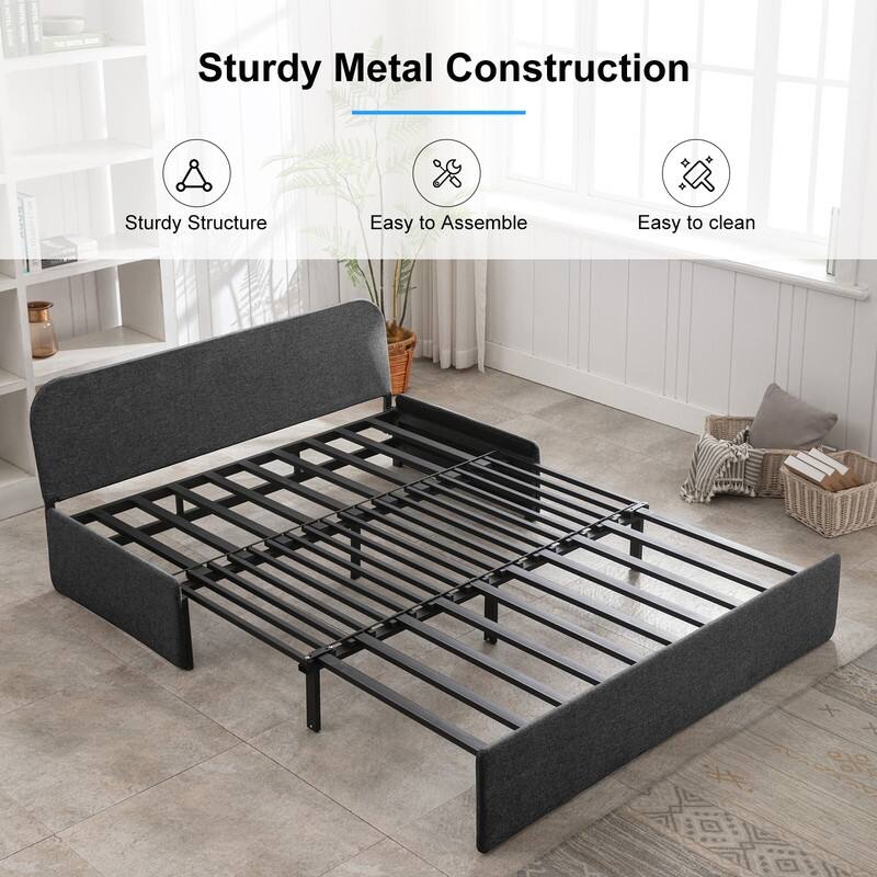 Mixoy Linen 2-in-1 Convertible Sofa Bed,Twin/Queen Pull Out Sleeper Sofa with Mattress,Cushions