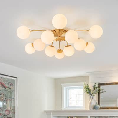 Artful 12-Light Starnight Fireworks Matte Glass Globe Semi-Flush Mount