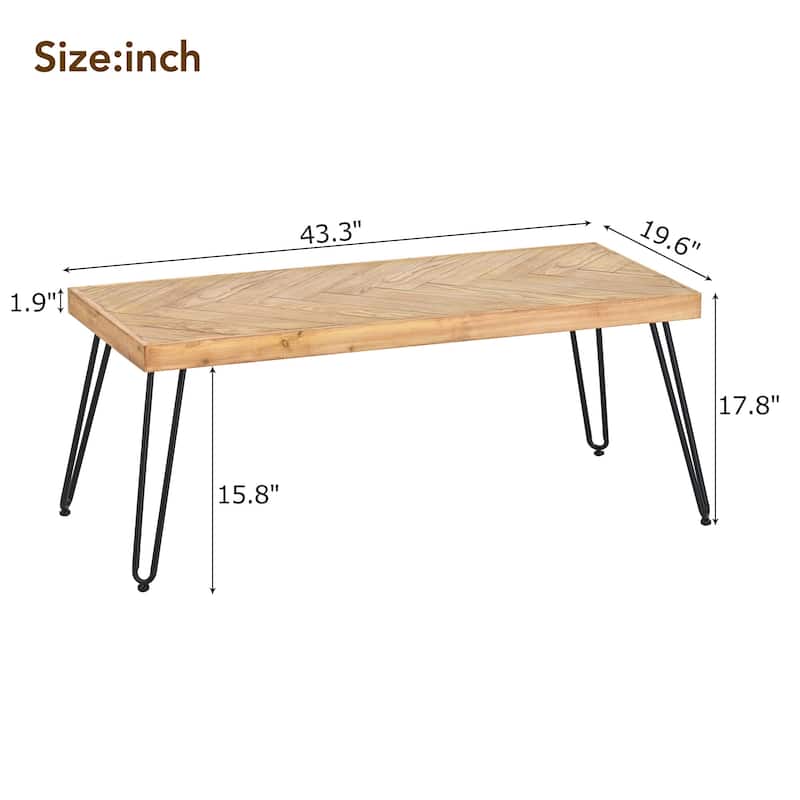 Modern Coffee Table, Tea Table Cocktail Table With V-shape Pattern Metal Hairpin Legs