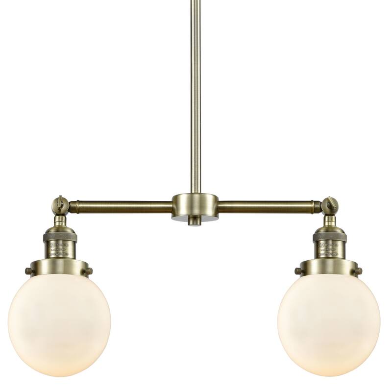 Innovations Lighting Beacon 2 Light 23" Wide Linear Chandelier - Antique Brass / Gloss White