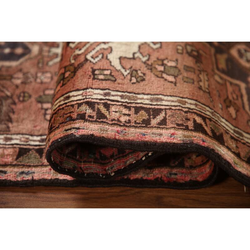 Pink Gharajeh Persian Vintage Runner Rug Handmade Wool Carpet - 2'3"x 6'7"