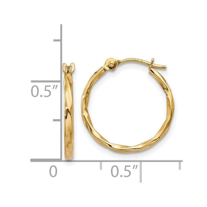 Curata 14k Yellow Gold Twisted Polished 1.5x15mm Post Earrings