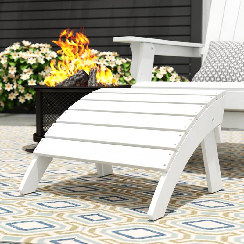 Vineyard HIPS Outdoor Eco-Friendly All Weather Adirondack Chair Ottoman - White
