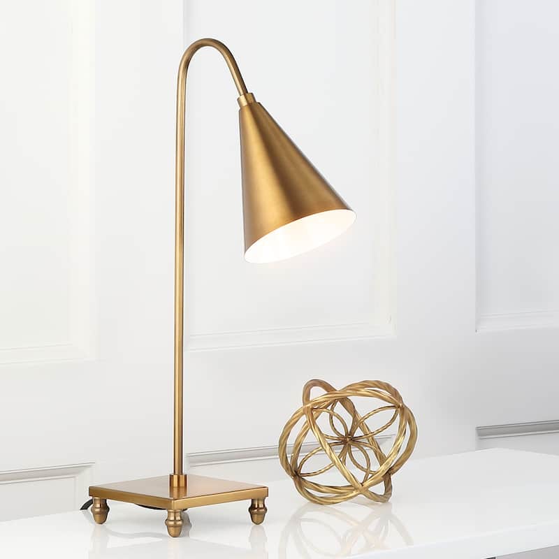 SAFAVIEH Lighting Nonita 20-inch Modern Gold Task Table Lamp - 11.5" x 5.25" x 20" - 12Wx5Dx20H