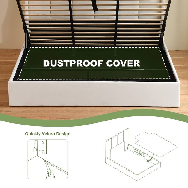 Linen Wingback Hydraulic Lift Up Storage Upholstered Platform Bed