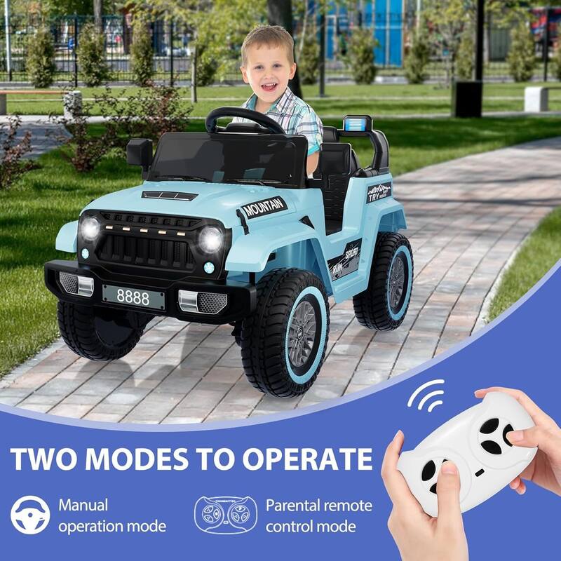 Electric Toy Car, 12V Kids Ride on Car with Remote Control Best Gift for Boys Girls, Light Blue
