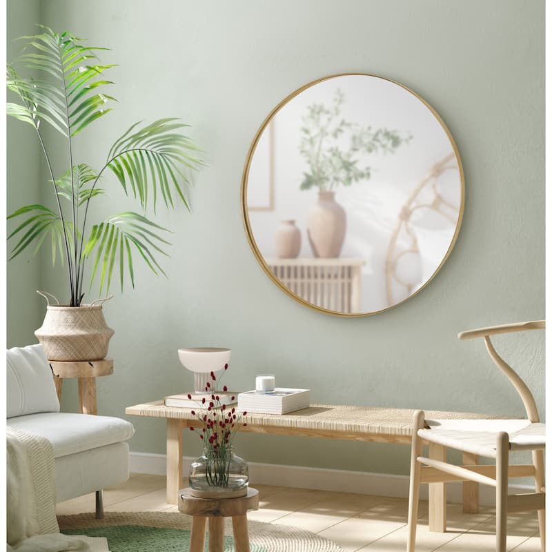 Kate and Laurel Rollo Round Framed Wall Mirror